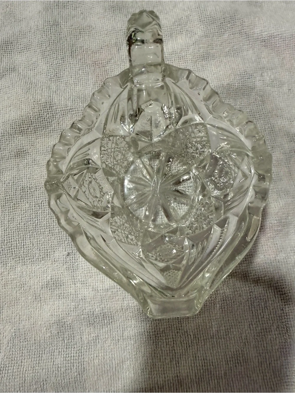 Cut Glass Crystal Serving Bowl with Handle - Clear